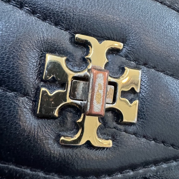 Tory Burch Kira Quilted Chevron Black Leather Purse Handbag READ - Picture 3 of 12